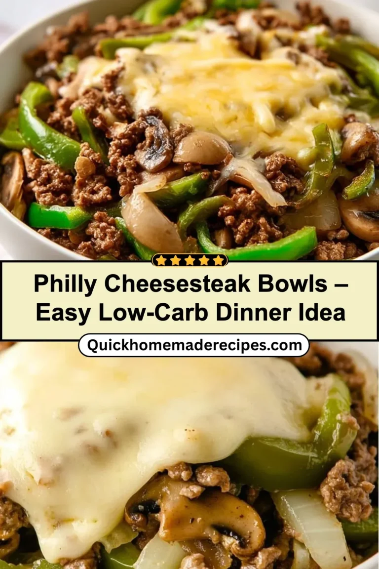 Philly Cheesesteak Bowl with peppers and onions served in a cozy dish