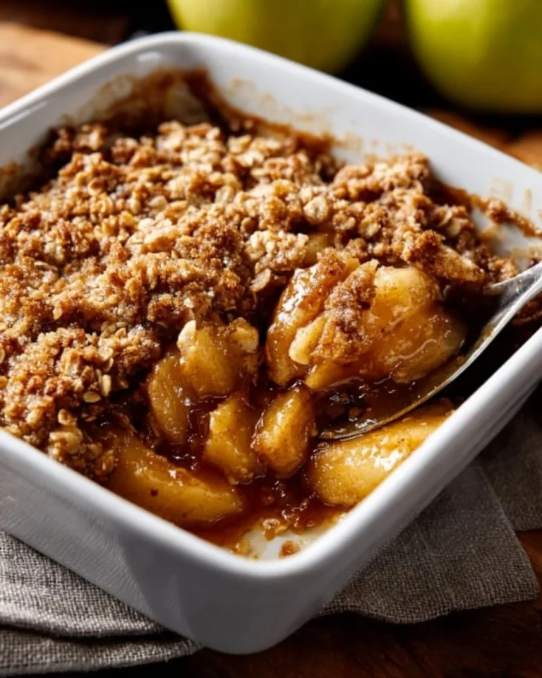 Delicious apple crisp made with fresh apples and a crumbly topping from the Pioneer Woman