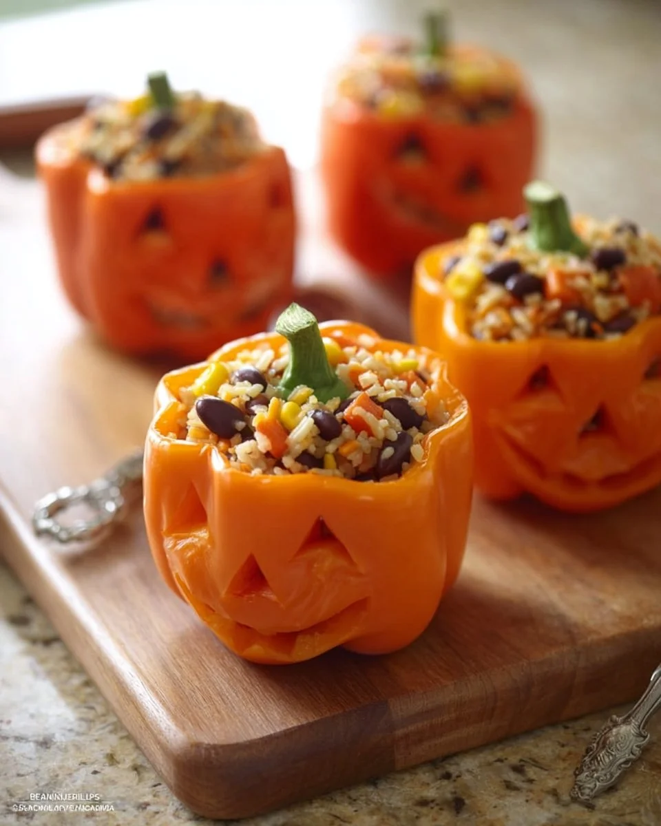 Delicious shredded chicken and rice filled stuffed peppers on a plate