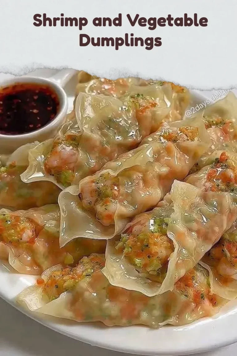 Shrimp and vegetable dumplings served on a plate
