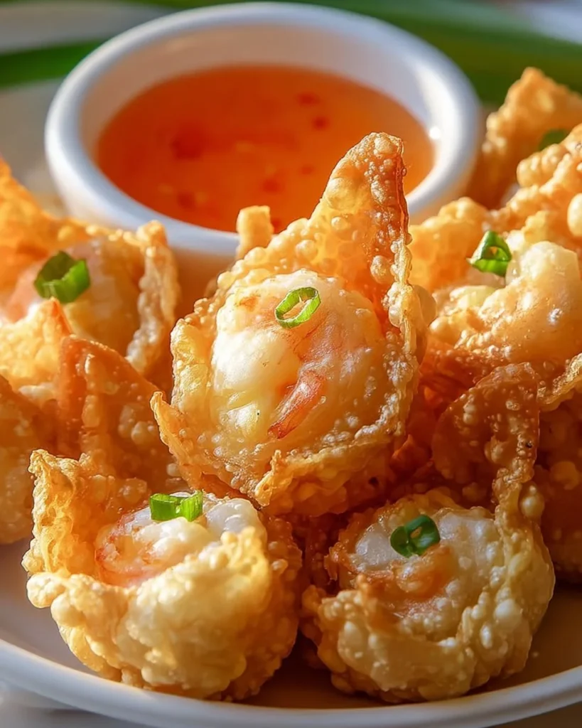 Crispy shrimp and cream cheese wontons served as a delicious appetizer