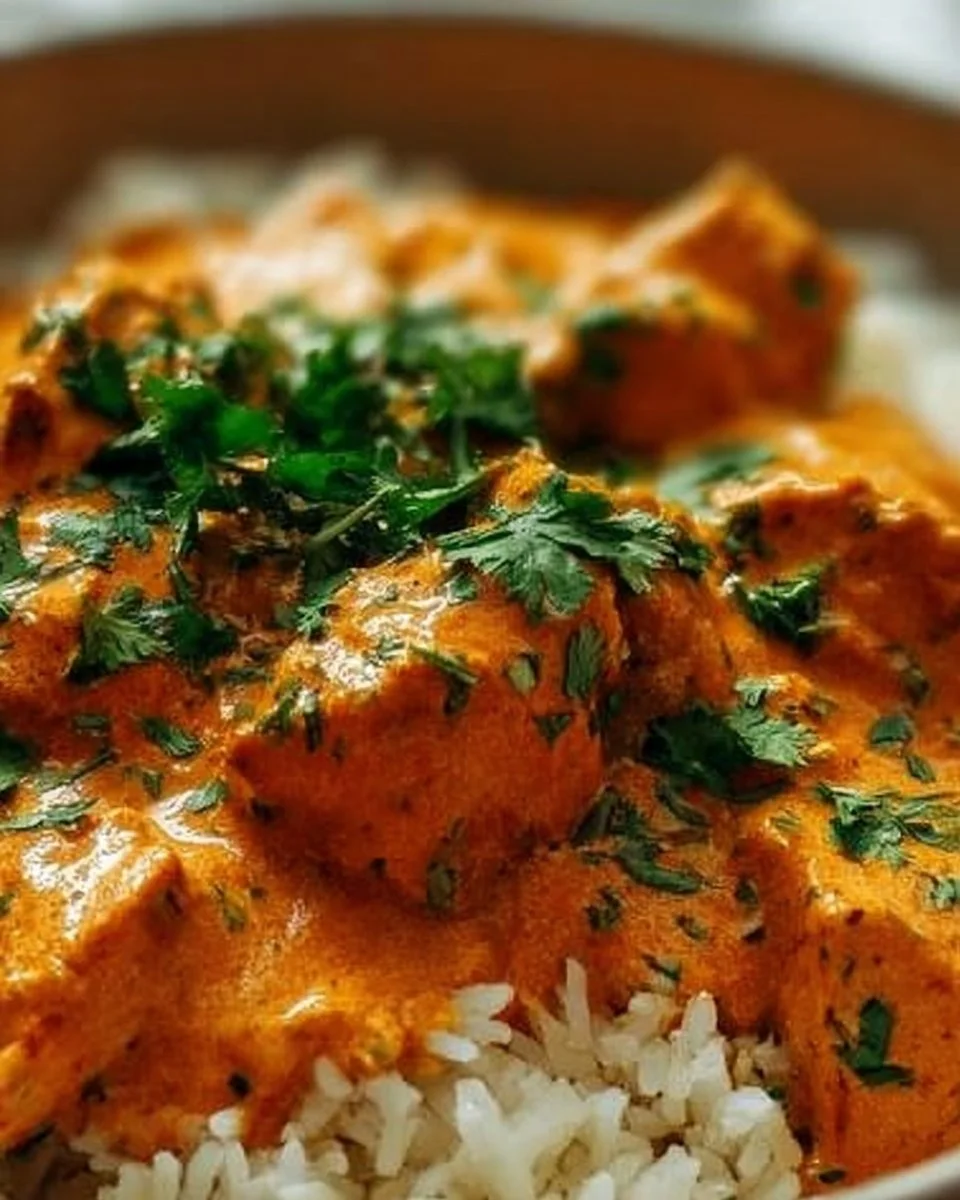 Slow Cooker Butter Chicken dish with fragrant spices and creamy sauce