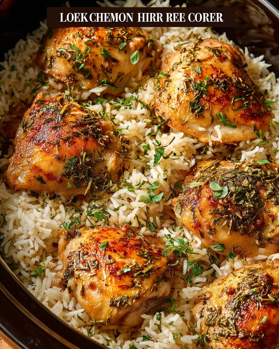 Slow Cooker Lemon Herb Chicken served with fresh herbs and lemon slices