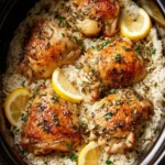Slow Cooker Lemon Herb Chicken with Fluffy Rice