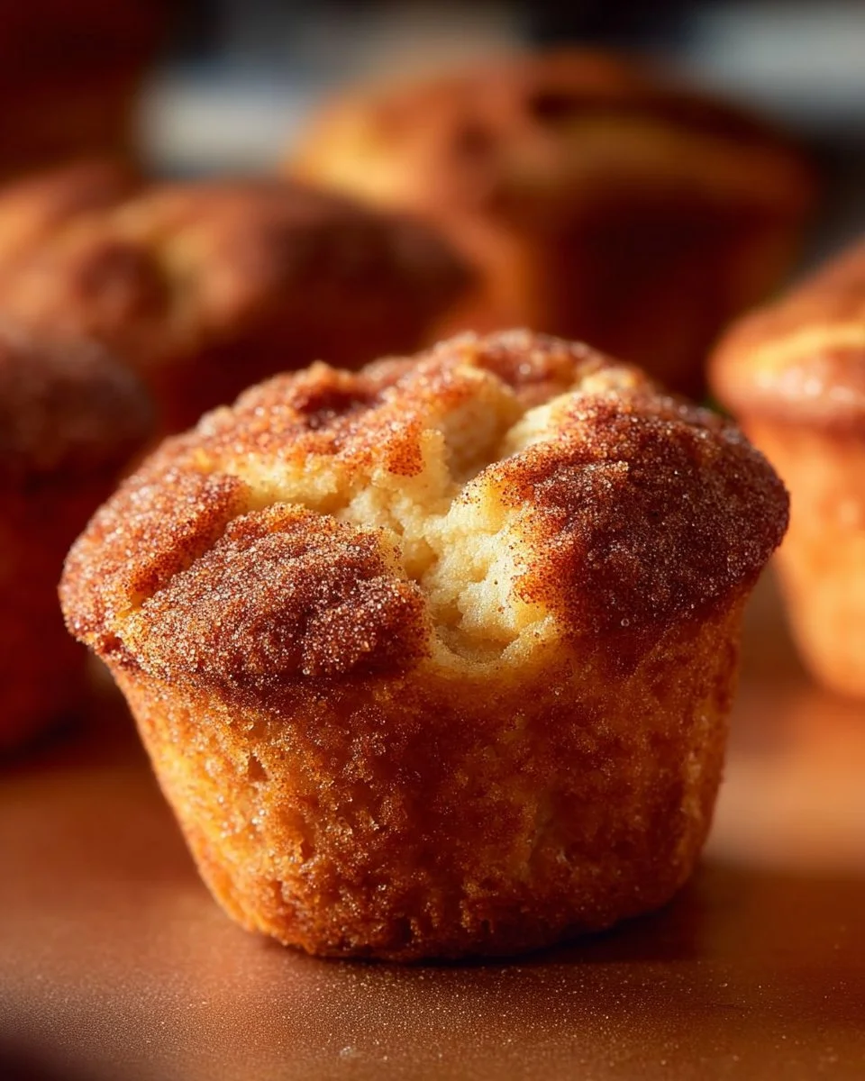 Freshly baked snickerdoodle muffins topped with cinnamon sugar