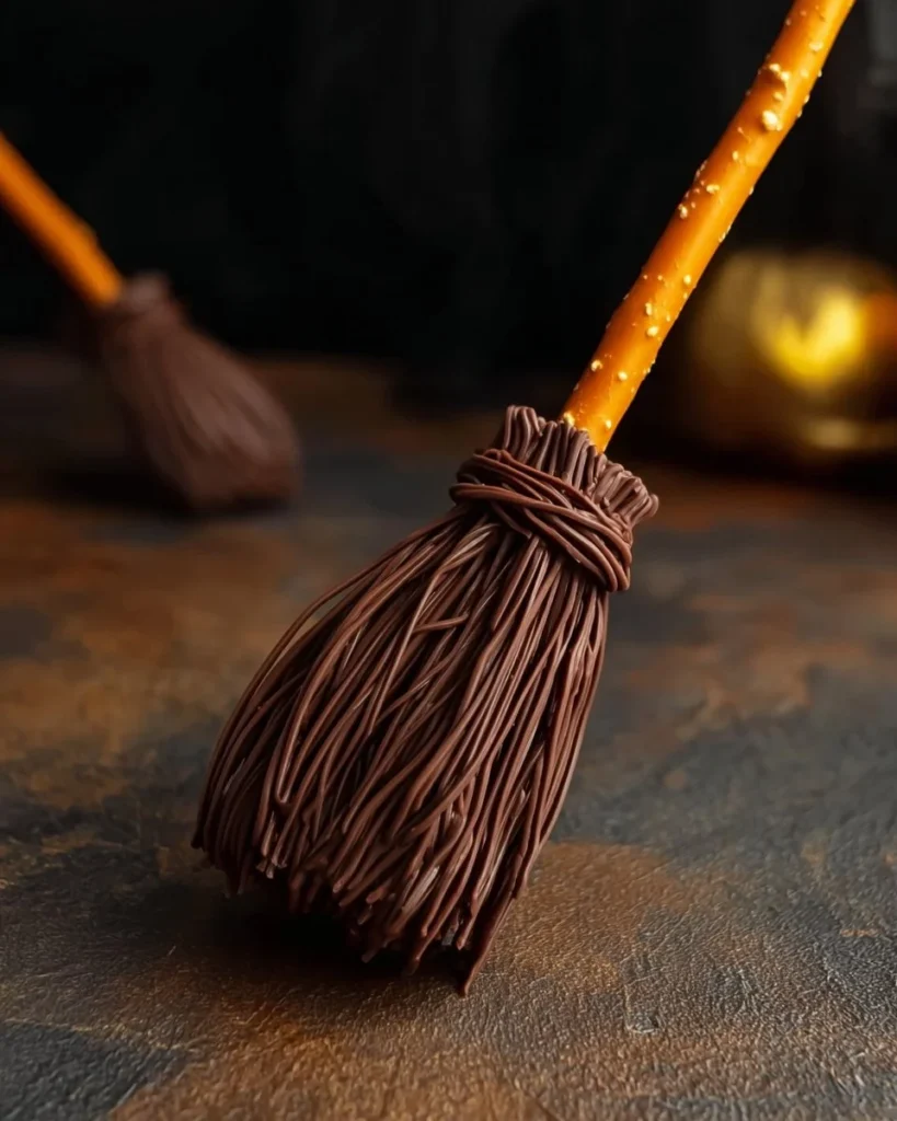 Colorful Strawberry Witch Brooms for Halloween and whimsical decor.