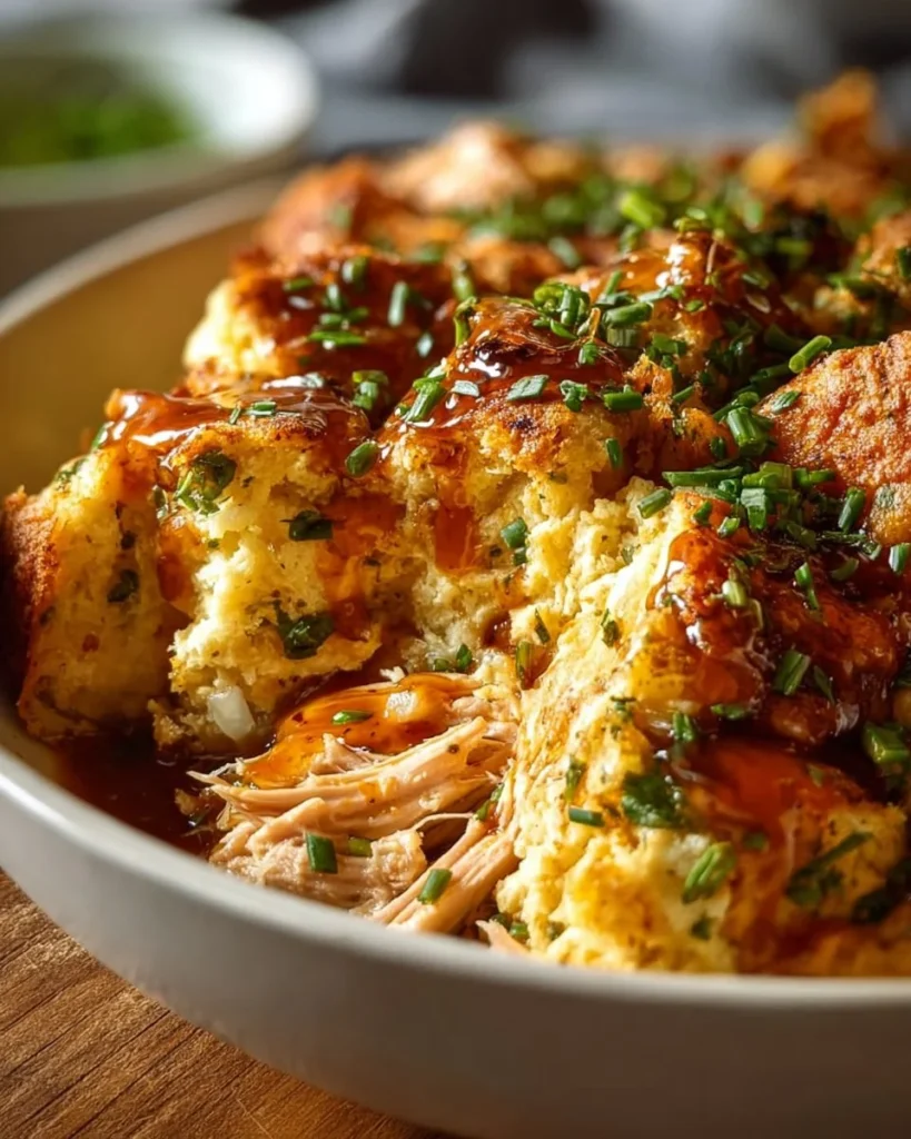 Delicious Teriyaki Chicken Casserole topped with green onions and sesame seeds.