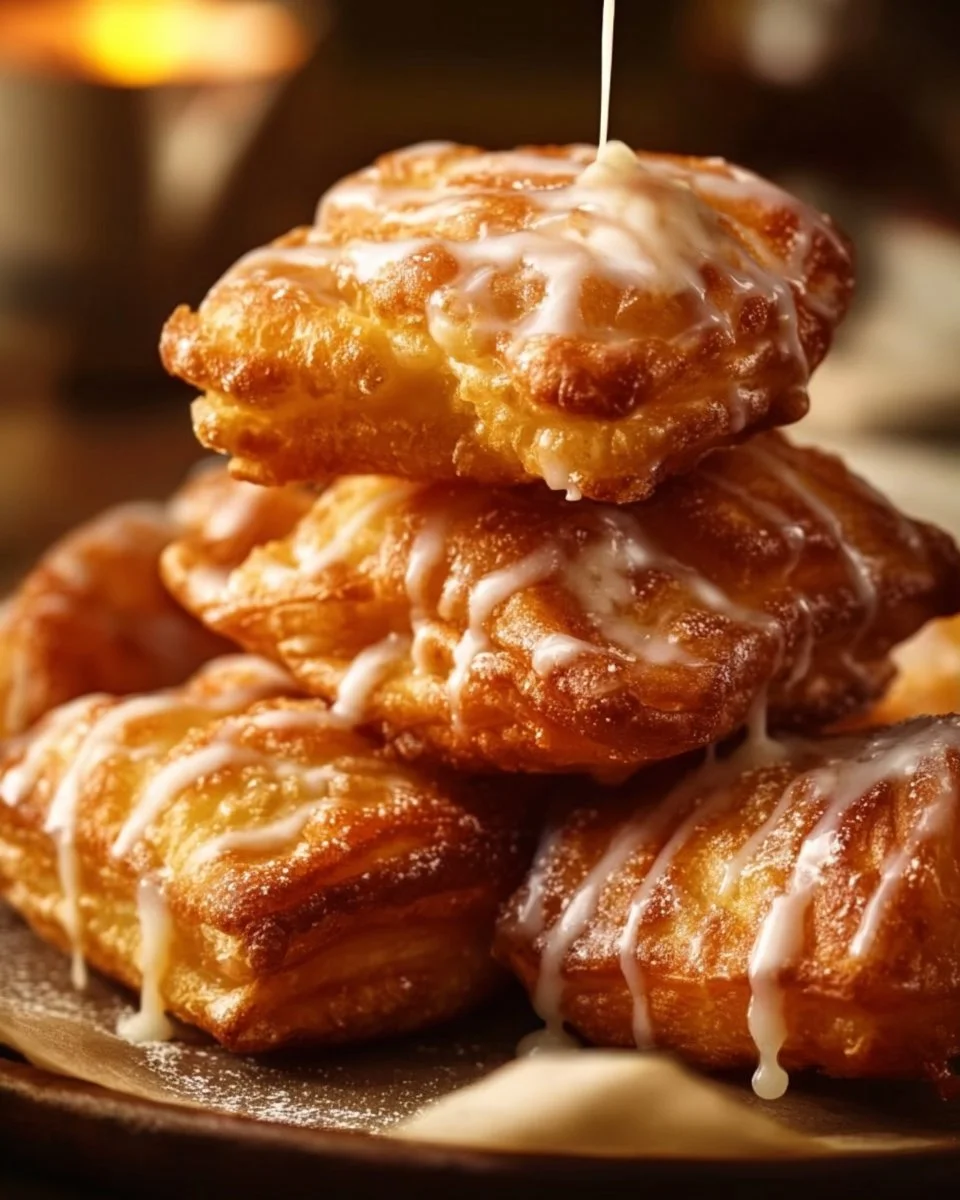 Delicious warm baked apple fritters served on a plate