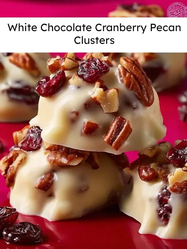 White chocolate cranberry pecan clusters, a delightful sweet treat.