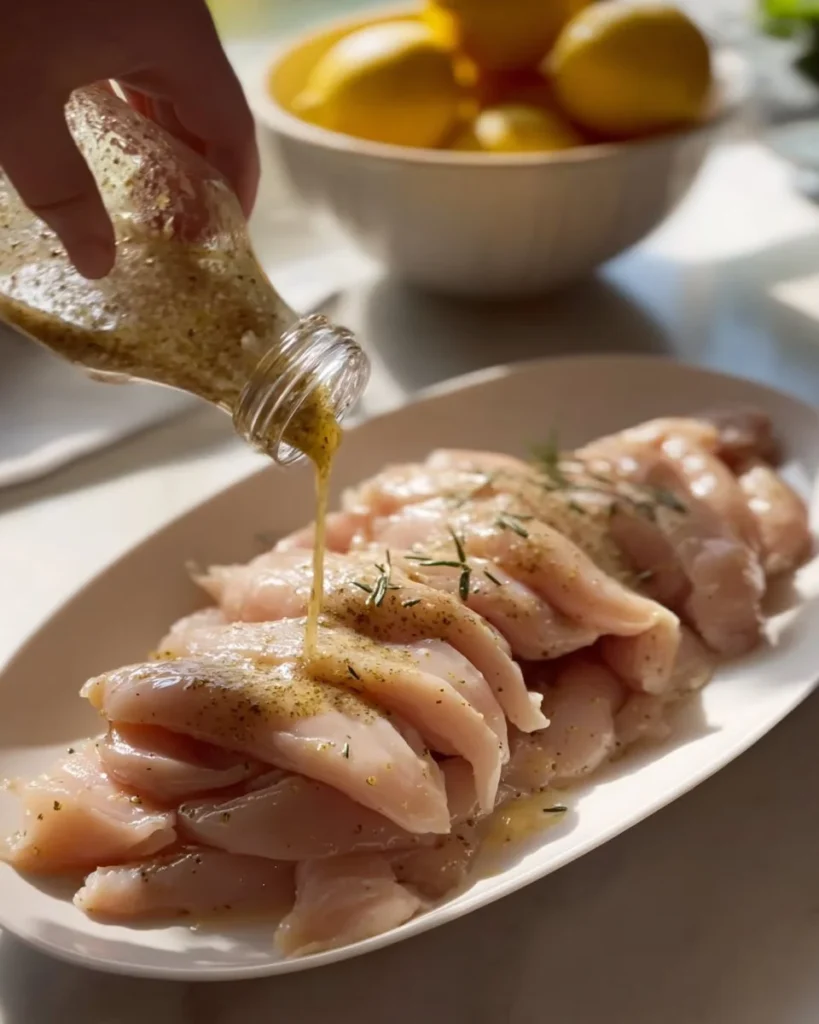 Delicious yogurt marinated chicken ready for grilling or baking.