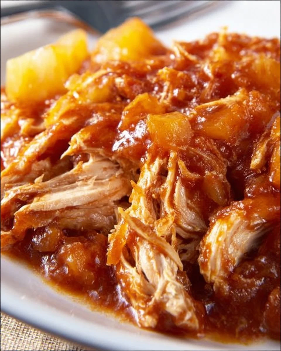 3 Ingredient Crock Pot Hawaiian Chicken dish served in a bowl
