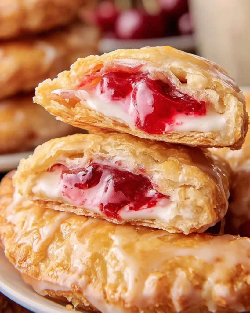 Homemade Cherry Cheesecake Hand Pies with fresh cherries and cream cheese filling