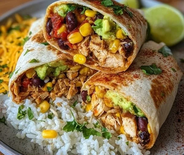 Delicious Chicken Avocado Burrito filled with fresh ingredients