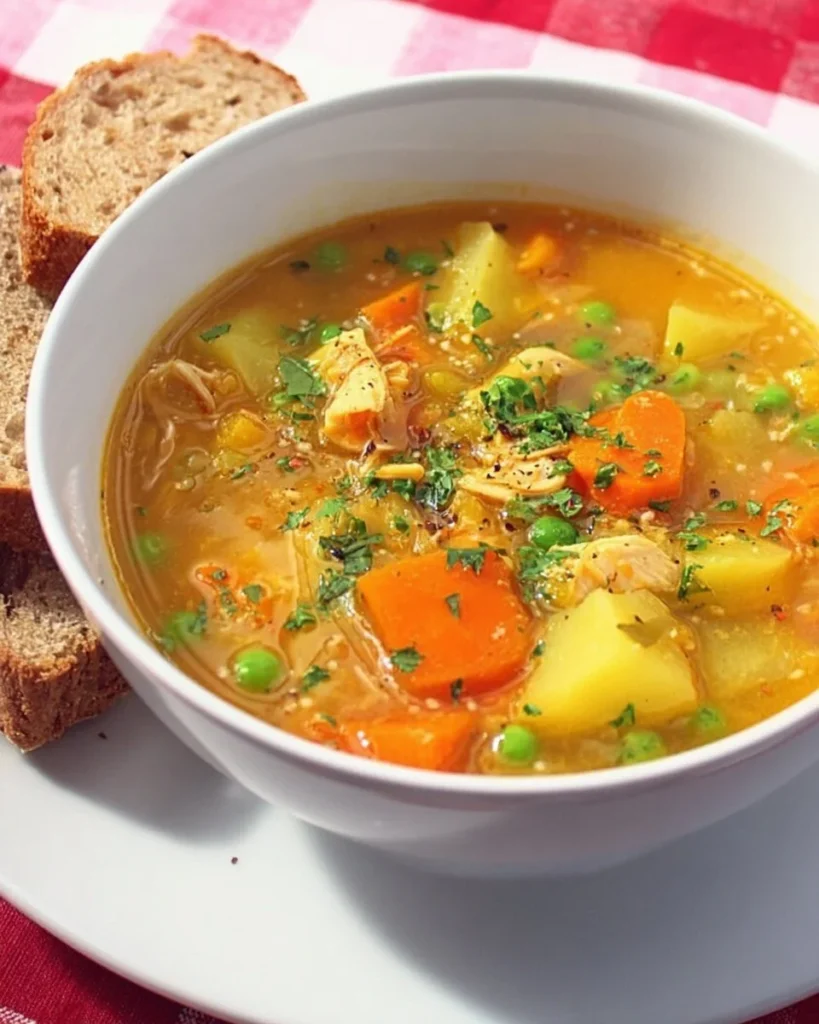 Delicious chicken and vegetable stew in a bowl