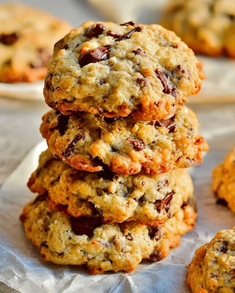 Freshly baked Cowboy Cookies with oats, chocolate chips, and nuts.