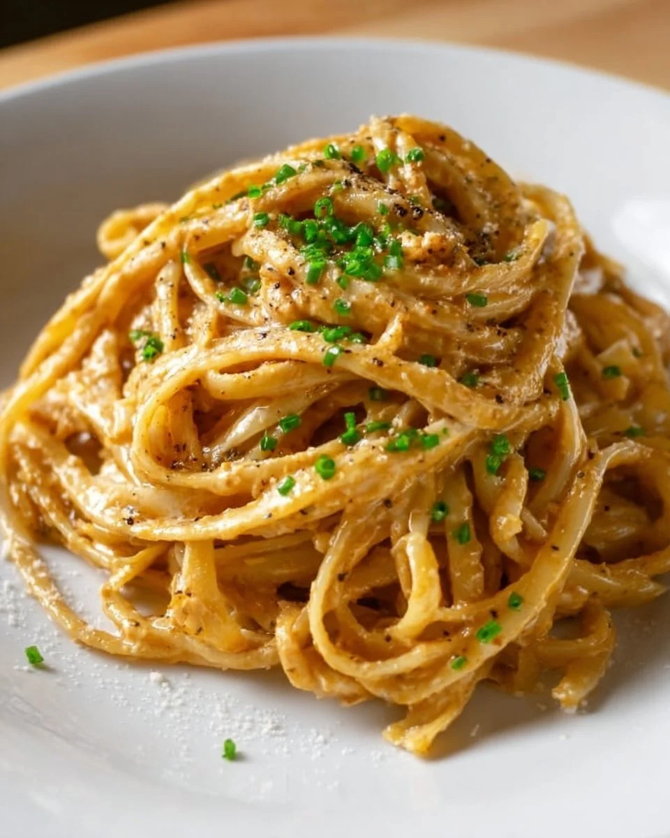 Creamy Cajun linguine served with spices and herbs, garnished with parsley.