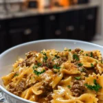 Creamy Parmesan Garlic Beef Bowtie Pasta