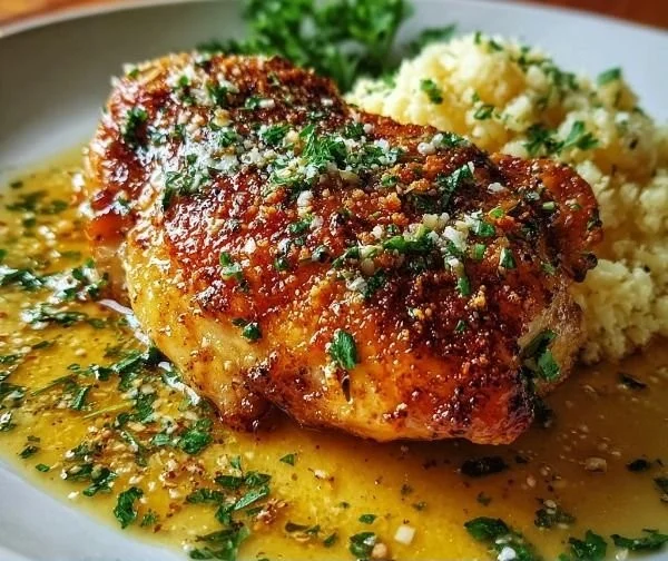 Crispy Italian Chicken Christopher served with garlic butter sauce