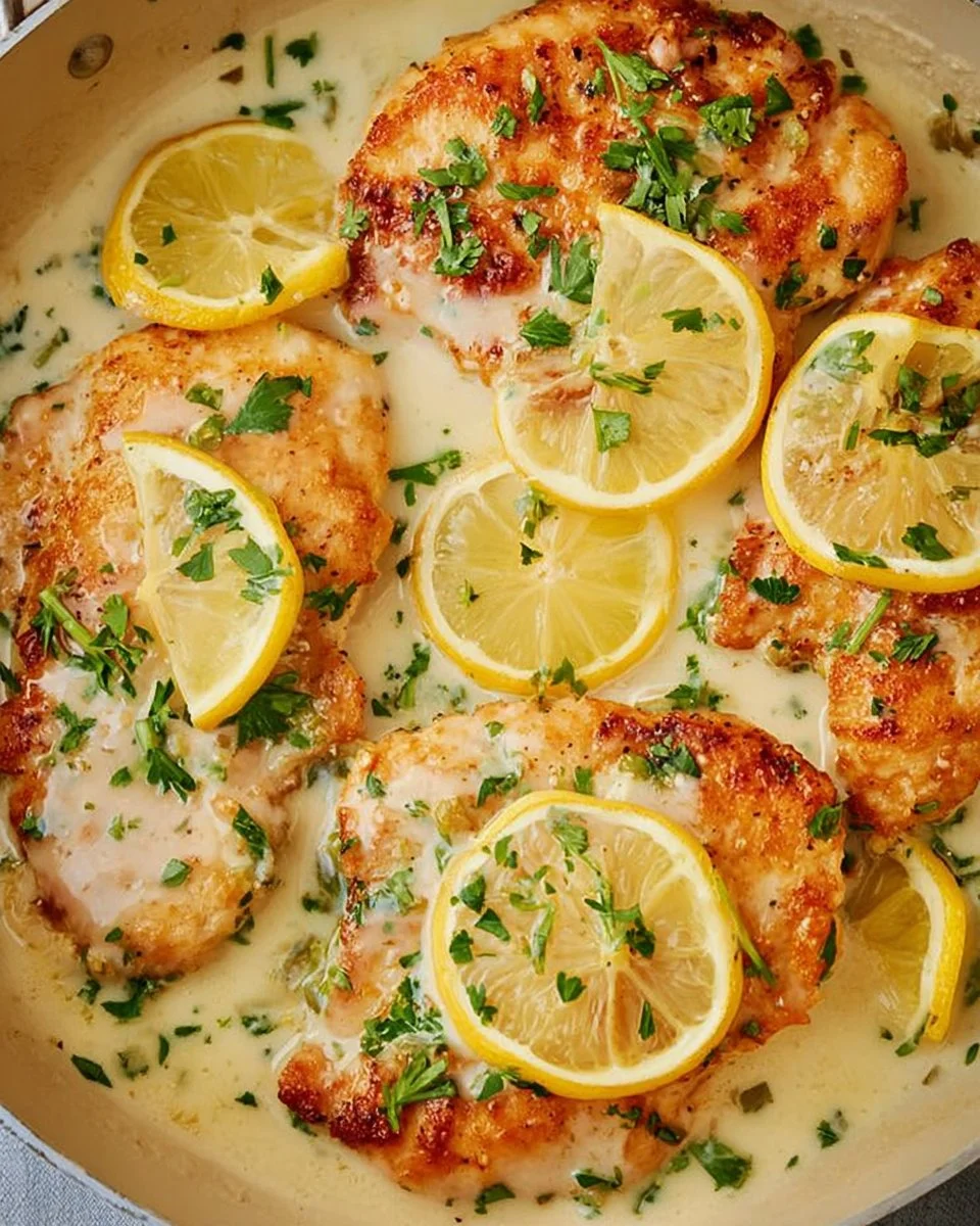 Delicious plate of Easy Chicken Frances served with lemon and capers