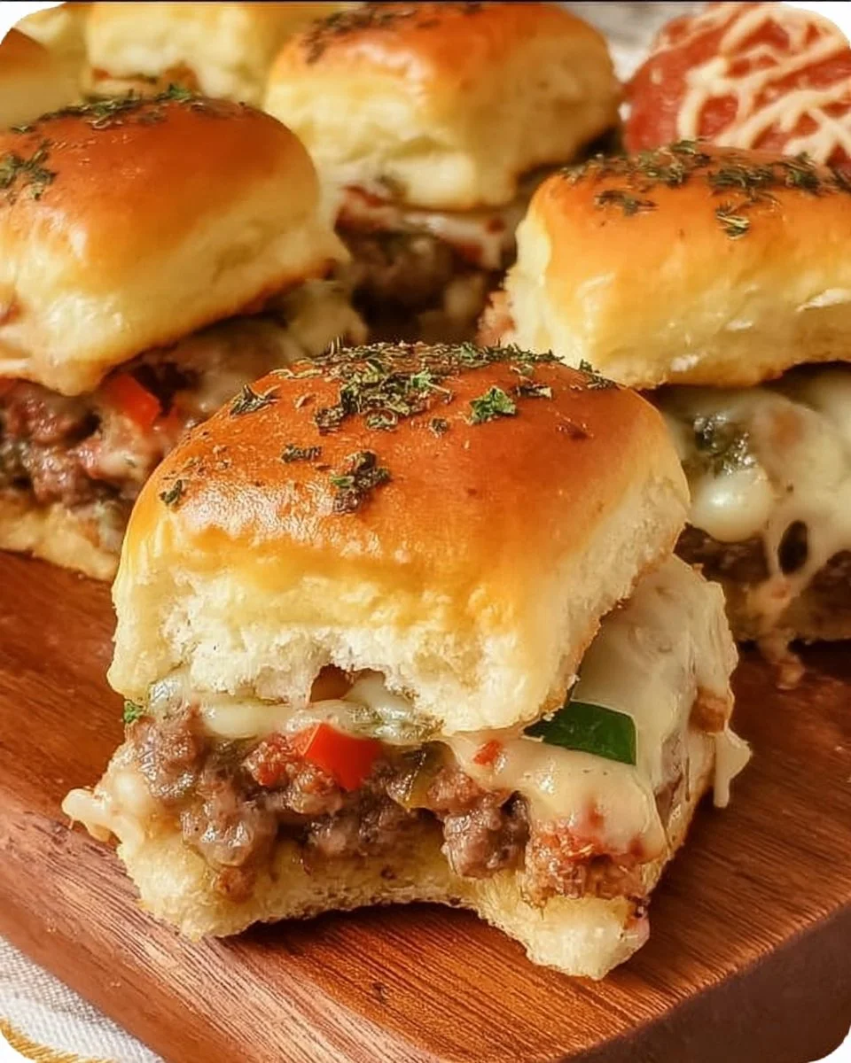 Delicious easy pizza sliders on a platter ready to serve
