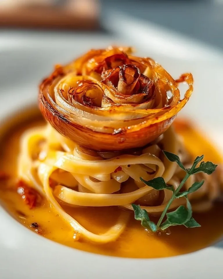 A bowl of elevated French onion soup topped with melted cheese and croutons.