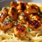 Garlic Butter Chicken Bites with Savory Creamy Parmesan Pasta