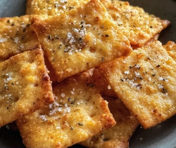Plate of healthy cheese crackers for nutritious snacking