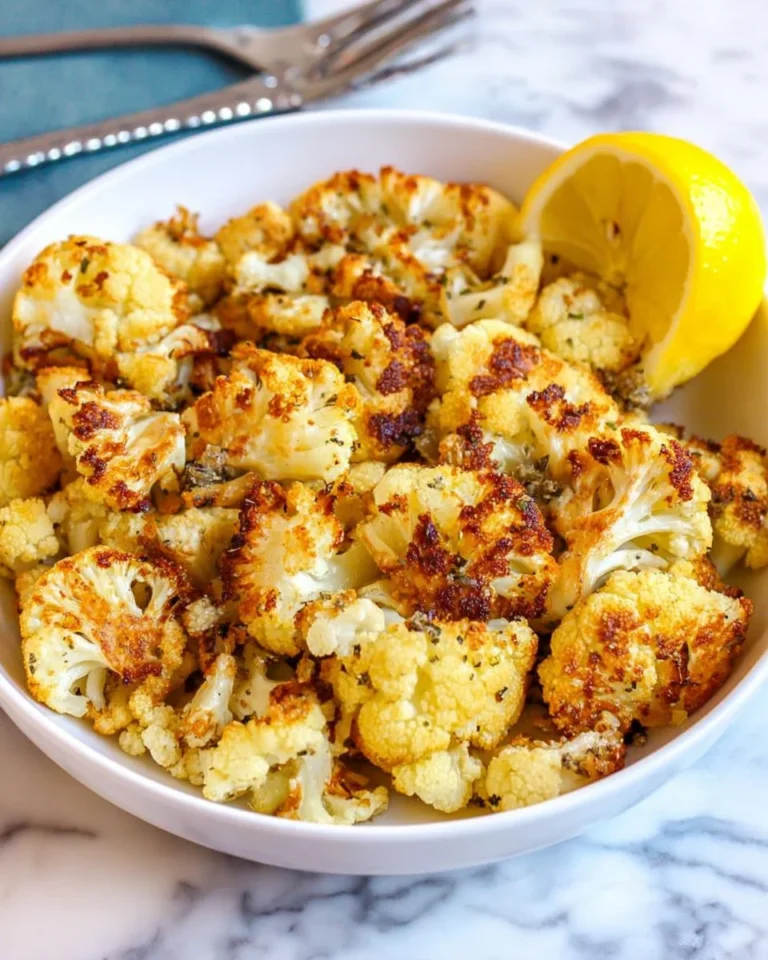 Herb roasted crispy cauliflower served in a bowl