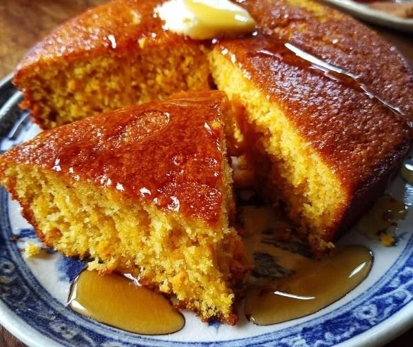 Delicious honey butter sweet potato cornbread served warm with butter