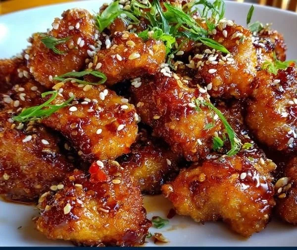 Delicious Honey Garlic Chicken Bites served on a plate