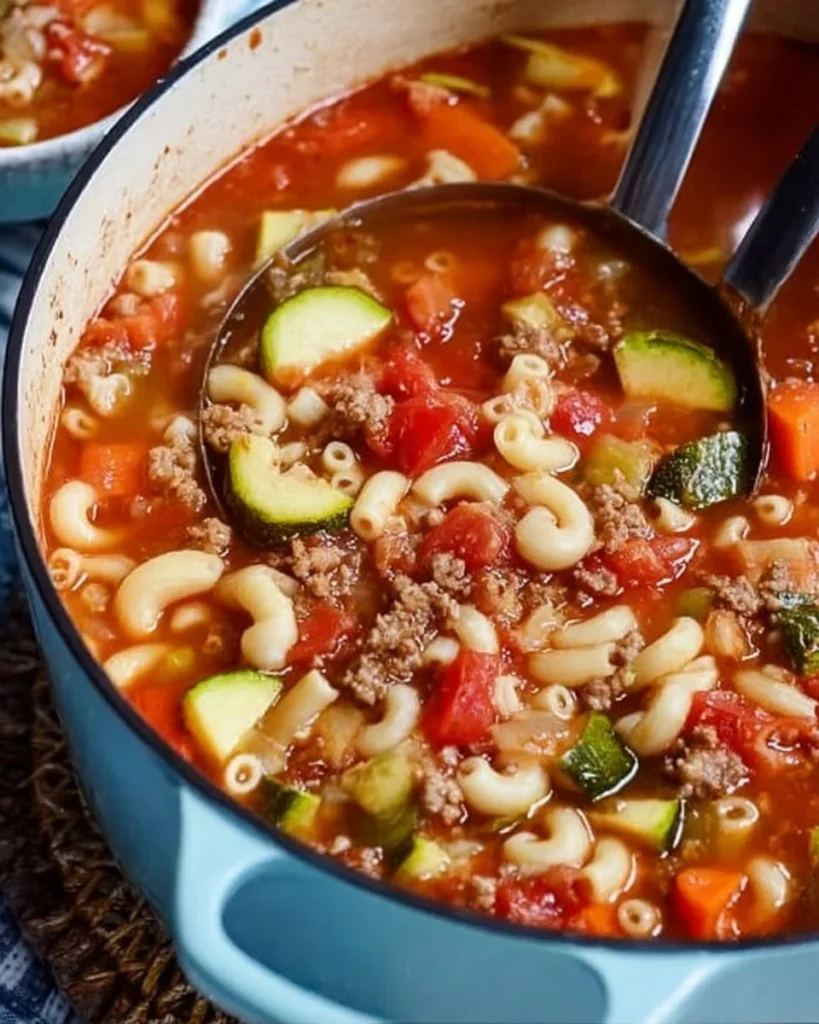 Bowl of delicious Italian Sausage Soup garnished with fresh herbs