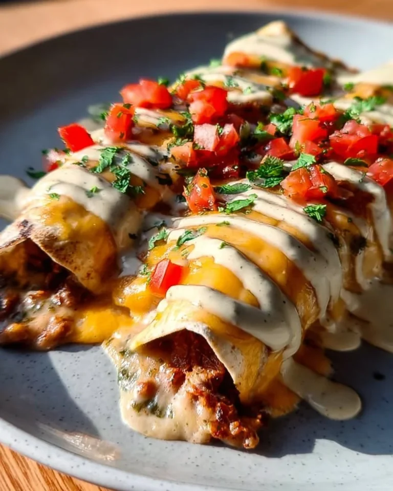 Jalapeño Popper Cheesy Chicken Enchiladas topped with cheese and jalapeños