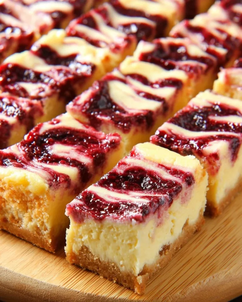 Lemon Raspberry Cheesecake Bars with vibrant raspberry topping and a graham cracker crust