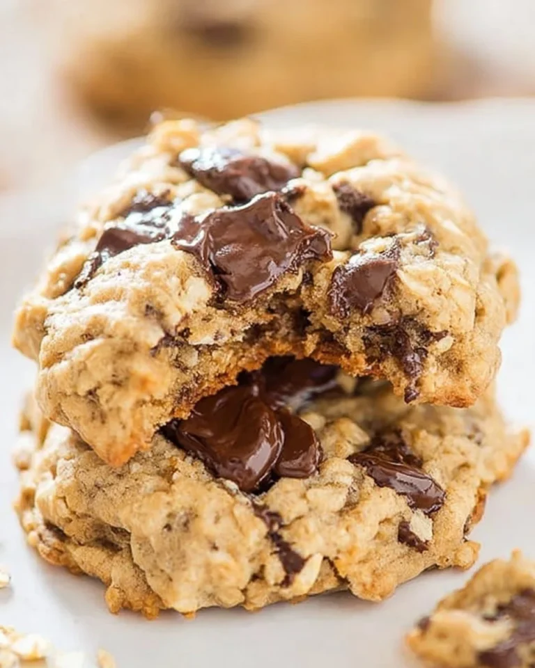 Delicious loaded oatmeal cookies with chocolate chips and nuts.
