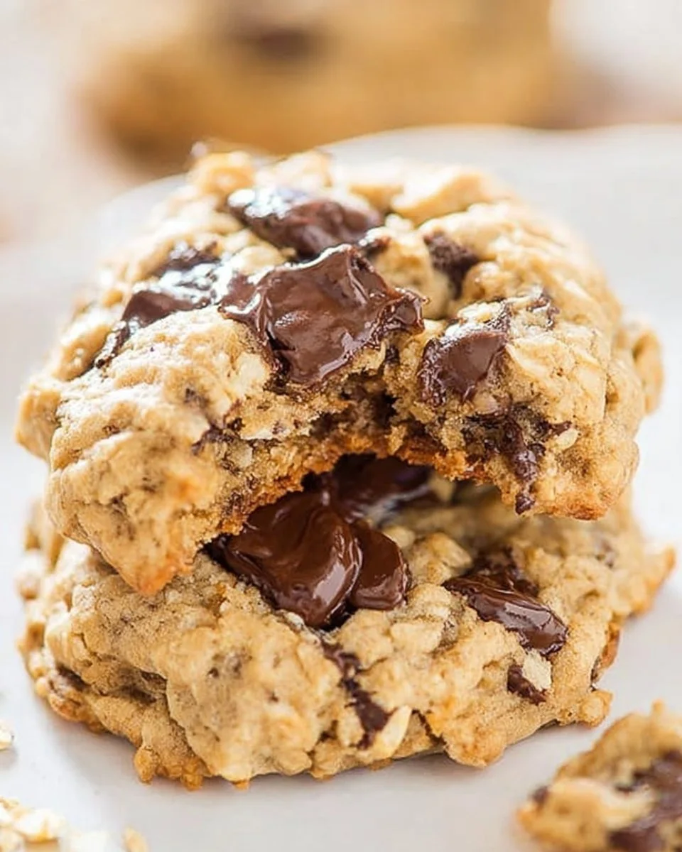 Delicious loaded oatmeal cookies with chocolate chips and nuts.