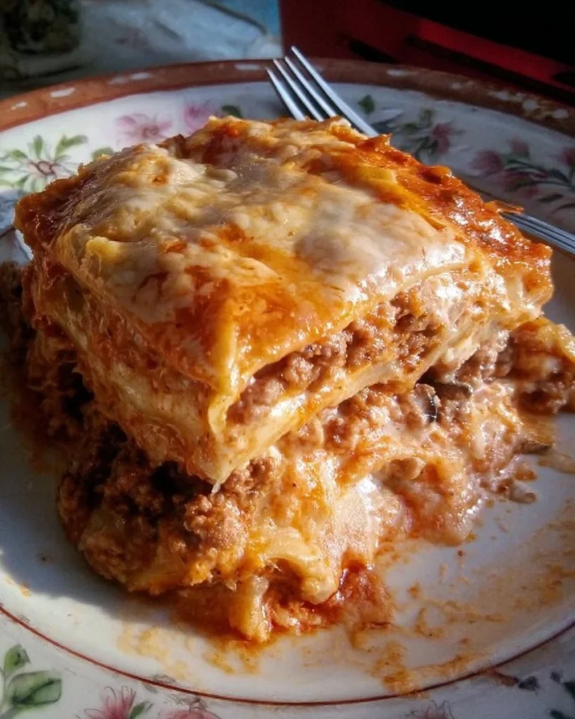 Delicious Mexican Lasagna without lasagna noodles served in a skillet.