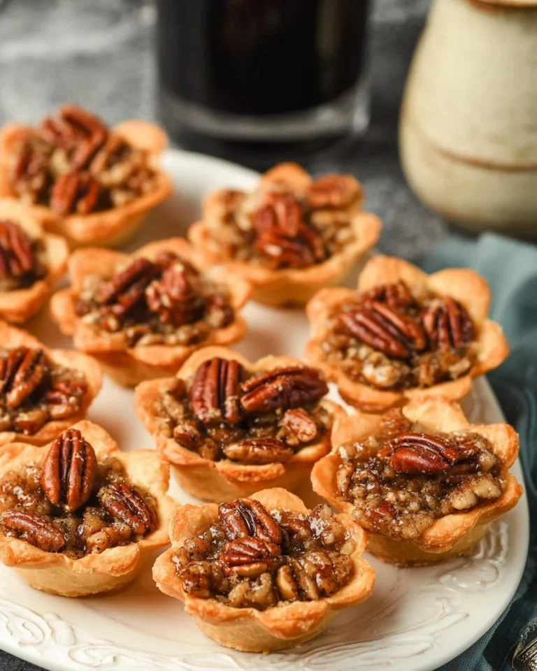 Mini pecan pies displayed on a platter, perfect for dessert lovers