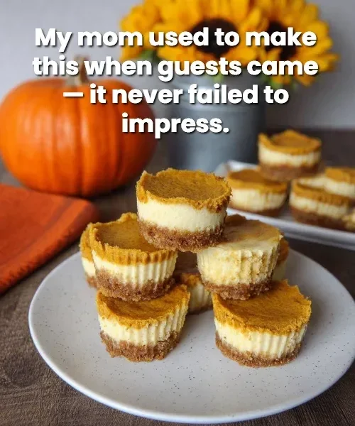Mini pumpkin cheesecakes served on a festive platter