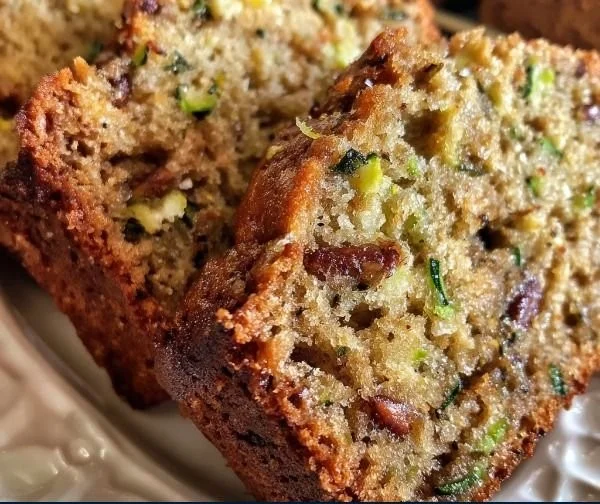 Moist baked zucchini bread fresh out of the oven