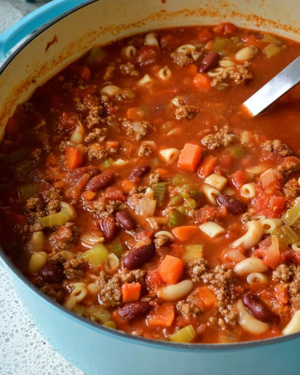 A delicious bowl of Pasta and Beans topped with fresh herbs