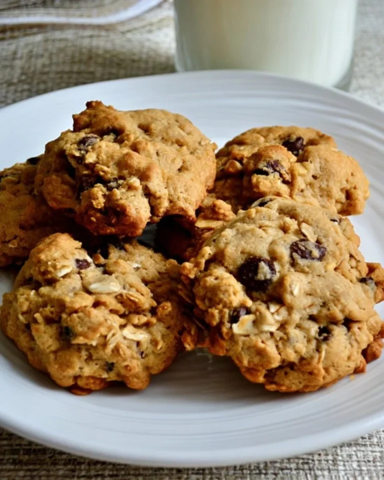 Peanut Butter Oatmeal Chocolate Chip Cookies on a plate