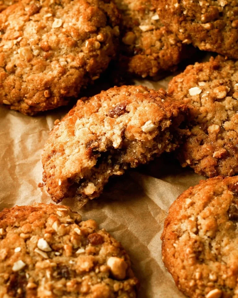 Plate of homemade pecan oatmeal cookies with oats and pecans