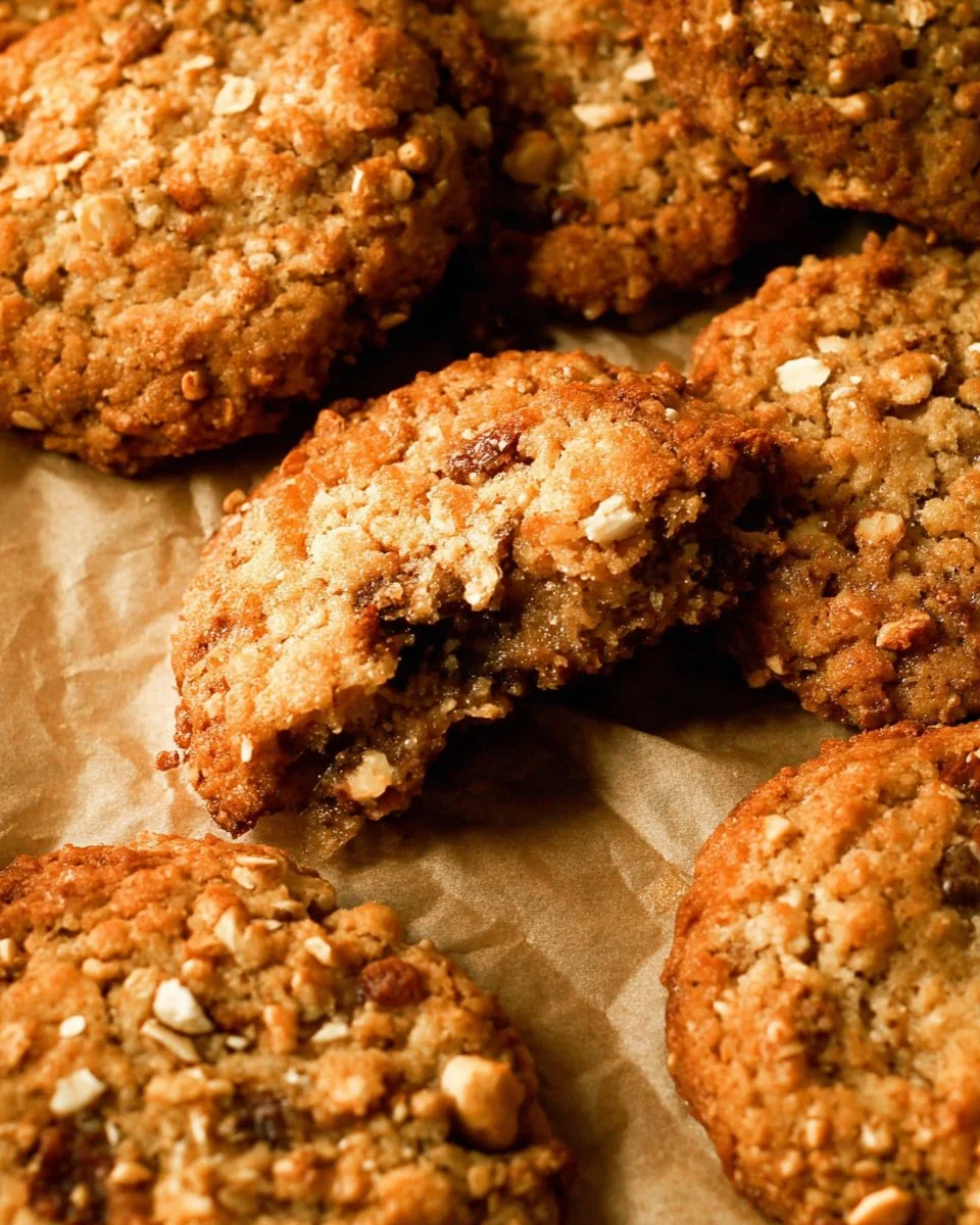 Plate of homemade pecan oatmeal cookies with oats and pecans