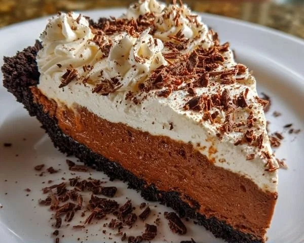Deliciously rich Espresso Chocolate Pie with coffee and chocolate layers
