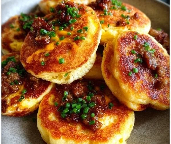 Savory Breakfast McGriddle bites with syrup and sausage on a plate