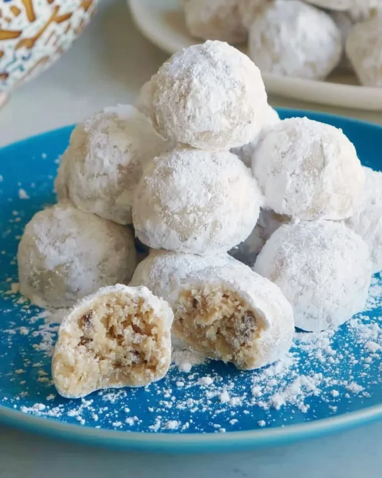 Delicious homemade Russian Tea Cakes dusted with powdered sugar