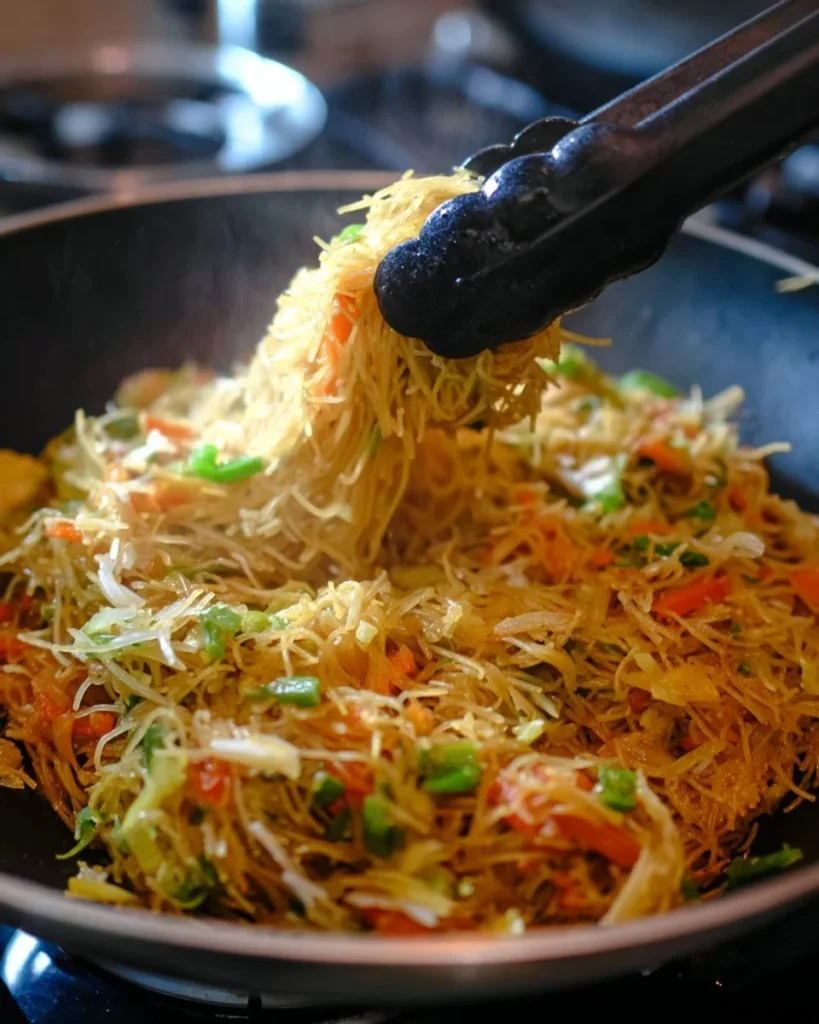 Delicious Spaghetti Squash Chow Mein served in a bowl with colorful vegetables