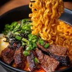 Spicy Korean Ramen with Grilled Beef