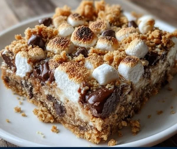 Delicious homemade Summer S'mores Bars with graham crackers, chocolate, and marshmallows