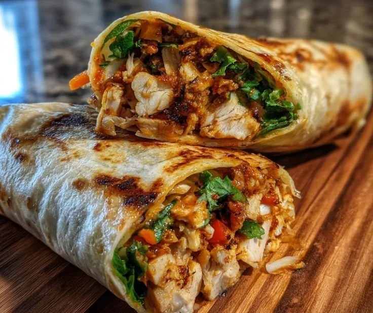 Sweet Chili Chicken Wraps prepared with fresh ingredients for a quick meal.